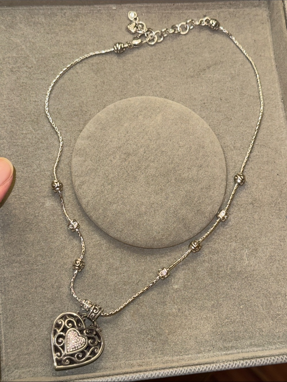 Sterling Silver Heart Pendant Necklace with Crystal Accent - 20β